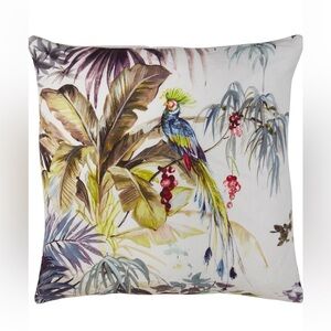 SARO LIFESTYLE NWT linen tropical print down filled accent pillow -20”